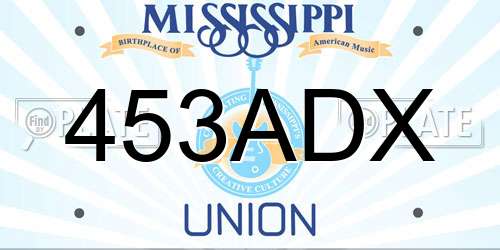 453ADX Mississippi License Plate