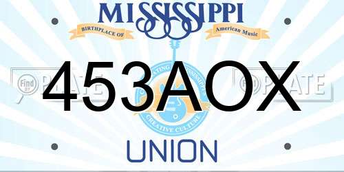 453AOX Mississippi License Plate