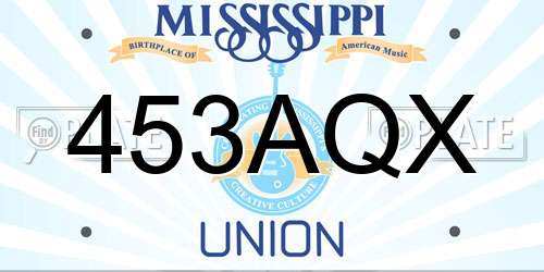 453AQX Mississippi License Plate