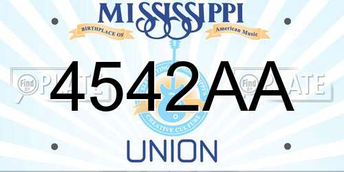4542AA Mississippi License Plate
