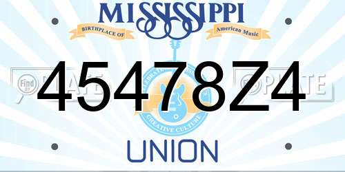 45478Z4 Mississippi License Plate