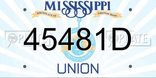 45481D Mississippi License Plate