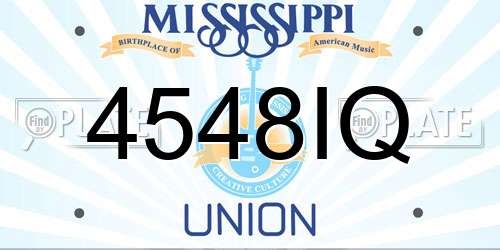4548IQ Mississippi License Plate