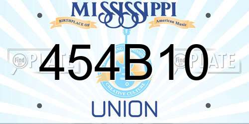 454B10 Mississippi License Plate