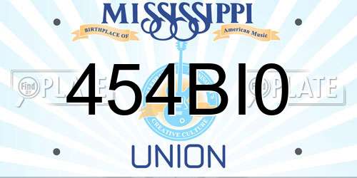454BI0 Mississippi License Plate