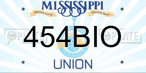 454BIO Mississippi License Plate