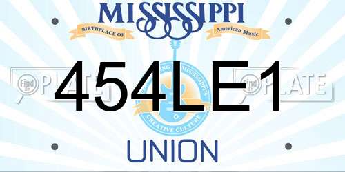 454LE1 Mississippi License Plate
