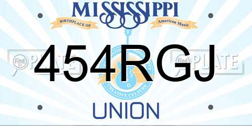 454RGJ Mississippi License Plate