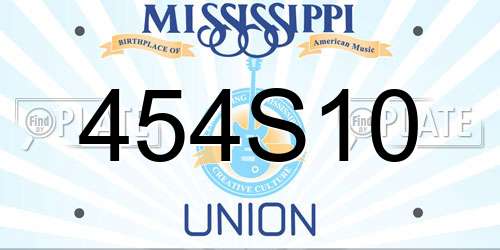 454S10 Mississippi License Plate