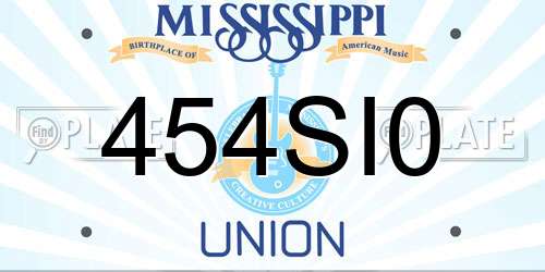 454SI0 Mississippi License Plate