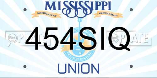 454SIQ Mississippi License Plate