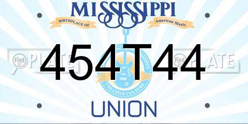 454T44 Mississippi License Plate