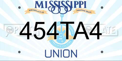 454TA4 Mississippi License Plate