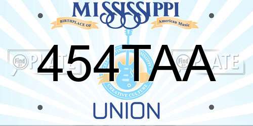 454TAA Mississippi License Plate