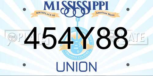 454Y88 Mississippi License Plate
