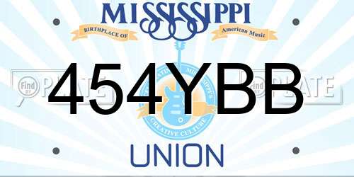 454YBB Mississippi License Plate