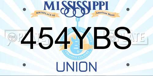 454YBS Mississippi License Plate