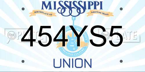 454YS5 Mississippi License Plate