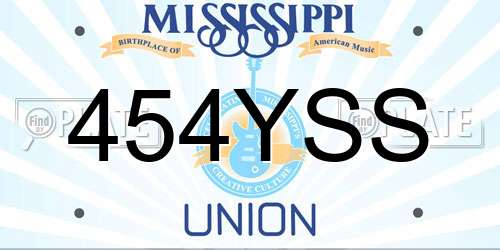 454YSS Mississippi License Plate