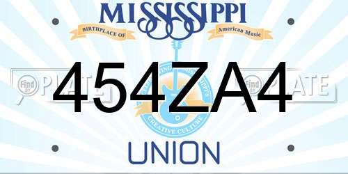 454ZA4 Mississippi License Plate