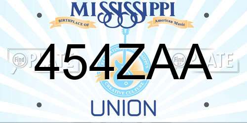 454ZAA Mississippi License Plate