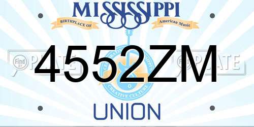 4552ZM Mississippi License Plate