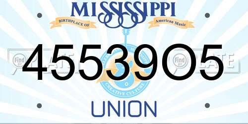 45539O5 Mississippi License Plate