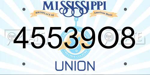 45539O8 Mississippi License Plate