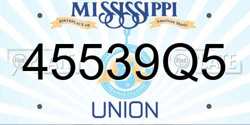45539Q5 Mississippi License Plate
