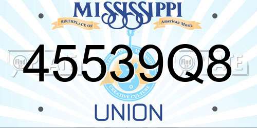 45539Q8 Mississippi License Plate