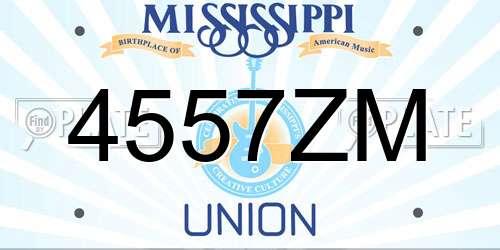 4557ZM Mississippi License Plate