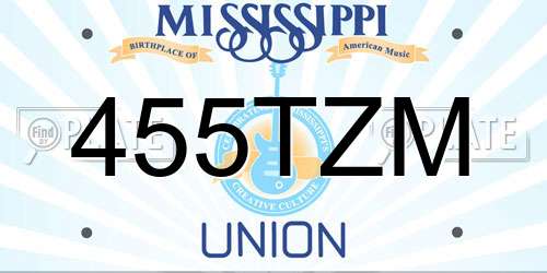 455TZM Mississippi License Plate