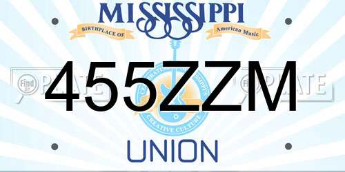 455ZZM Mississippi License Plate