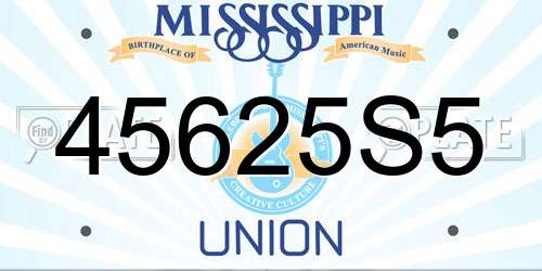 45625S5 Mississippi License Plate