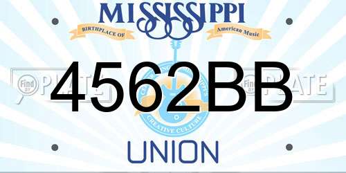 4562BB Mississippi License Plate