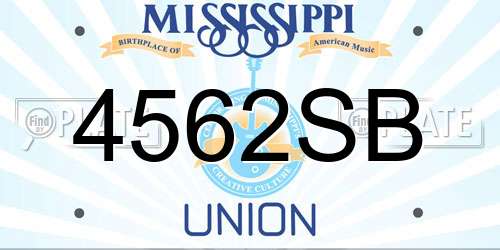 4562SB Mississippi License Plate