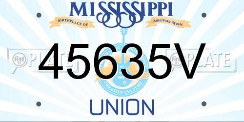 45635V Mississippi License Plate