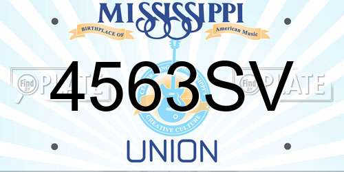 4563SV Mississippi License Plate
