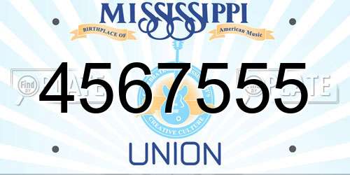 4567555 Mississippi License Plate