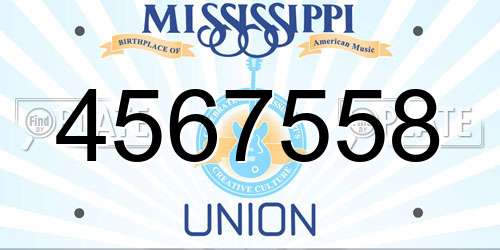 4567558 Mississippi License Plate