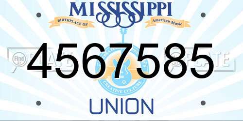 4567585 Mississippi License Plate