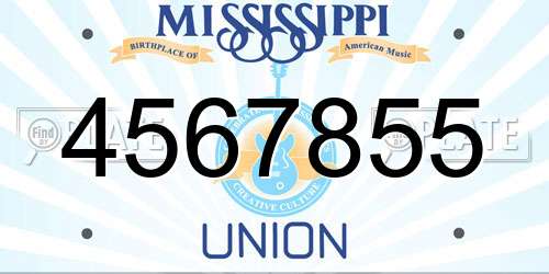 4567855 Mississippi License Plate