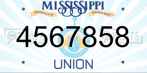 4567858 Mississippi License Plate