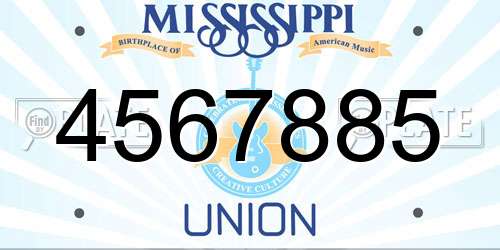 4567885 Mississippi License Plate