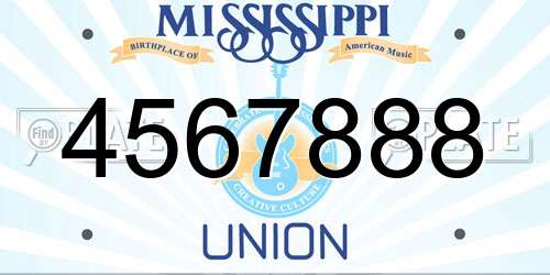 4567888 Mississippi License Plate