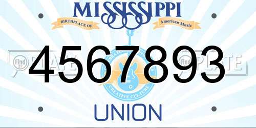 4567893 Mississippi License Plate