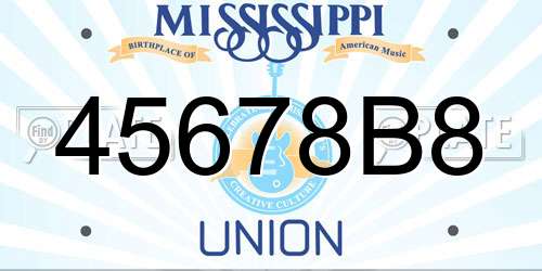 45678B8 Mississippi License Plate