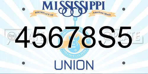 45678S5 Mississippi License Plate