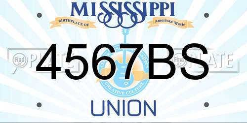 4567BS Mississippi License Plate