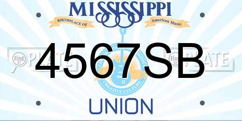 4567SB Mississippi License Plate